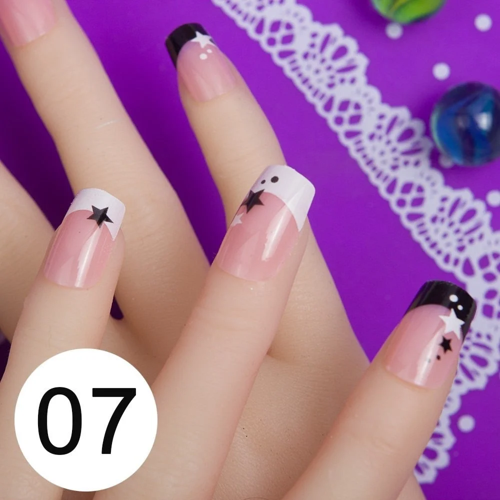 With 1 Piece Of Nail Adhesive Tape 24pcs/Box Press On Nail Art Tips Full Cover 10 Sizes False Nail Art Wedding Nails-Nail Inspo