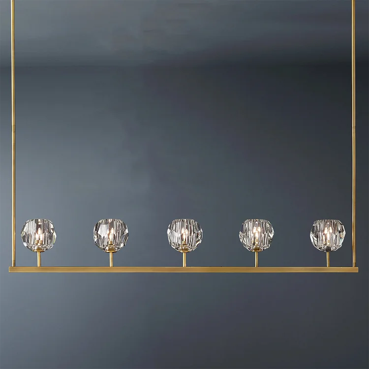 5 Lights Modern Linear Chandelier, Clear Crystal Chandelier Over Kitchen Island 48" Vjlight