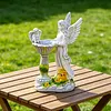 Solar Powered Garden Statue with RGB Light Hand Paint Lawn Ornament Waterproof Solar Fairy Decoration Statue for Patio Lawn Yard Outdoor Decor