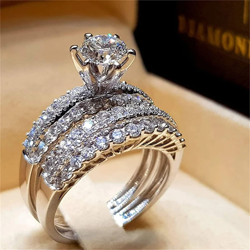 Women's Fashion Luxury Engagement Marriage Proposal Diamond Rings Stacking Rings
