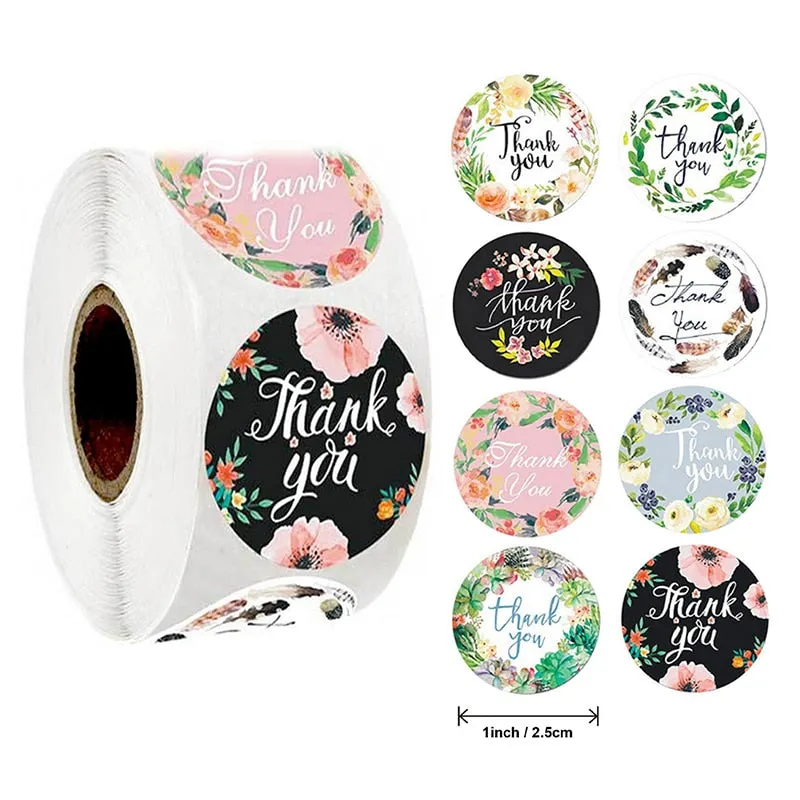 500pcs 1inch Thank You Stickers Round Seal Label Stationery Stickers Wedding Birthday Party Decoration Handmade Christmas Gifts