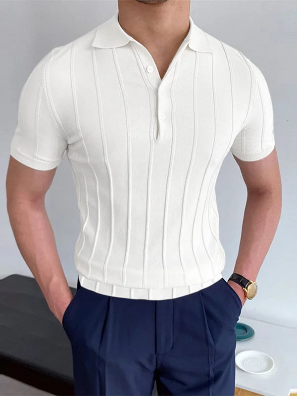 Aonga - Mens Solid Lapel Short Sleeve Shirt