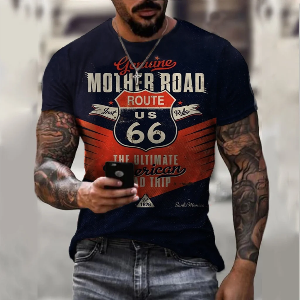 Men's retro motorcycle short sleeve top / [viawink] /