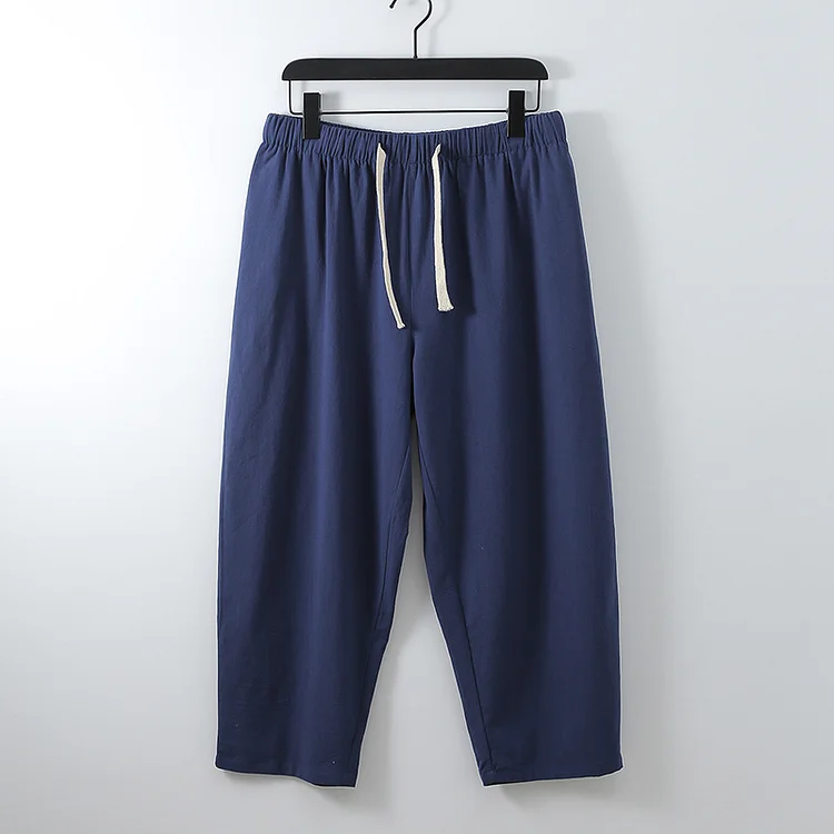 Men's Vintage Elastic Waist Drawstring Casual Cotton Linen Loose Pants