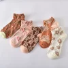 Orange Coffee Vintage 3D Jacquard Short Socks 10 Pairs