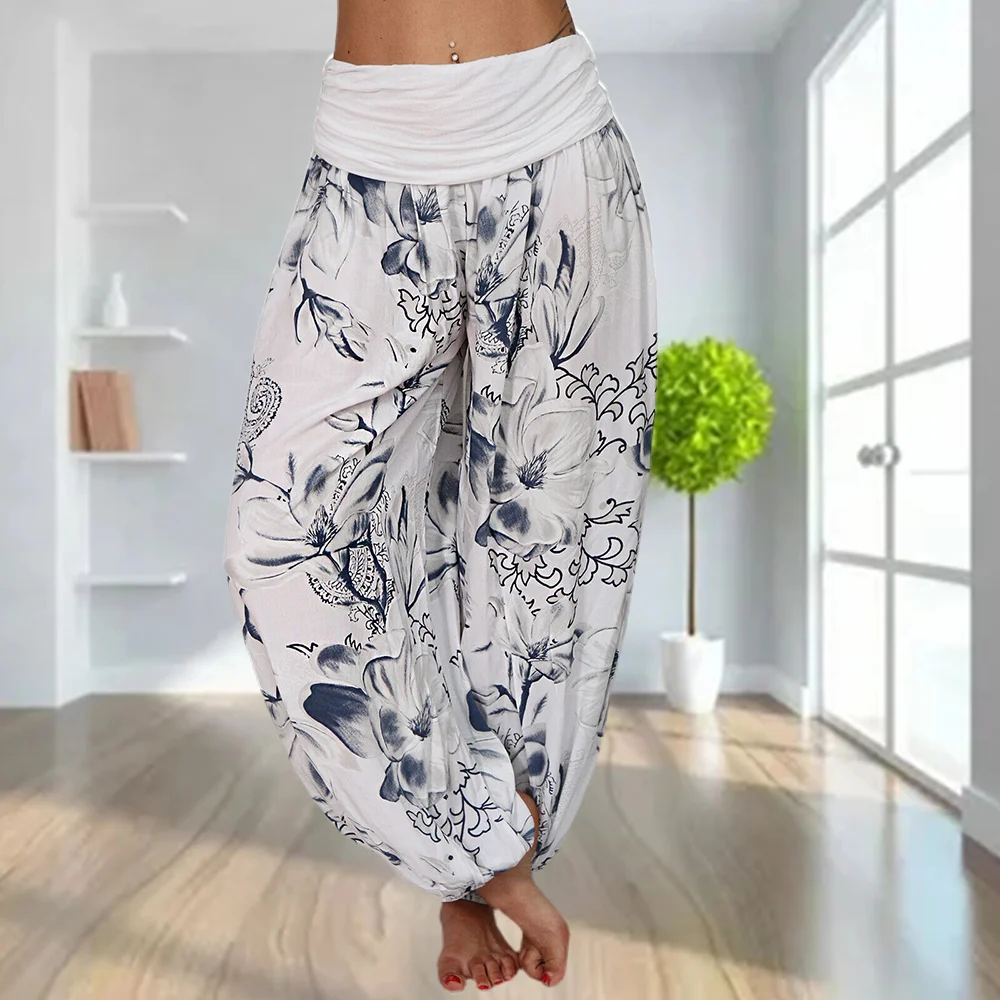 Smiledeer 2024 Women's Retro Printed Casual Loose Harem Pants Yoga Pants
