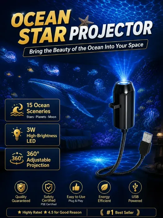 Comauo Ocean & Galaxy Projector: Ultra-HD Sphere Tech, Turns Your Room & Car Into an Aquarium in 1s.