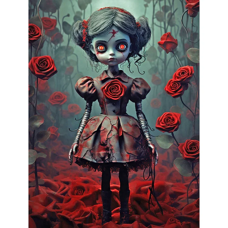 Full Round Diamond Painting - Horror Rose Doll 30*40CM