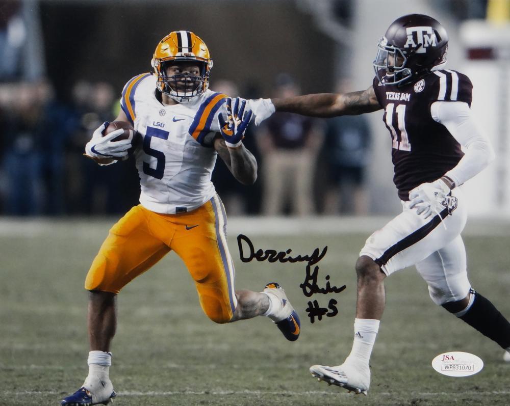 Derrius Guice Autographed LSU 8x10 Against Texas A&M Photo Poster painting - JSA W Auth *Black