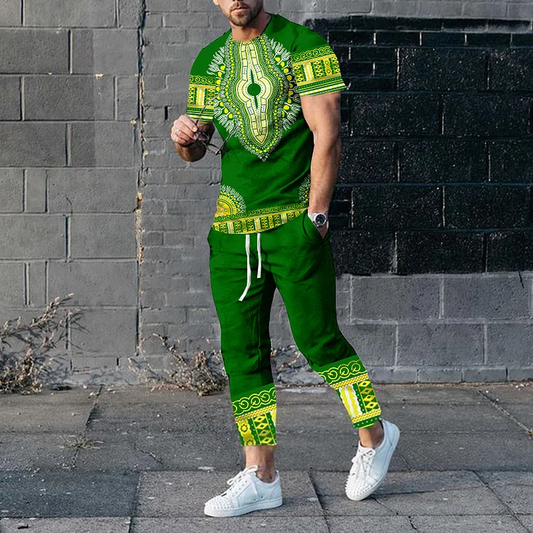 BrosWear Men's African Totem T-Shirt And Pants Co-Ord