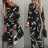 Woman Letters Printed Long-sleeved Pants Suit Leisure Suit
