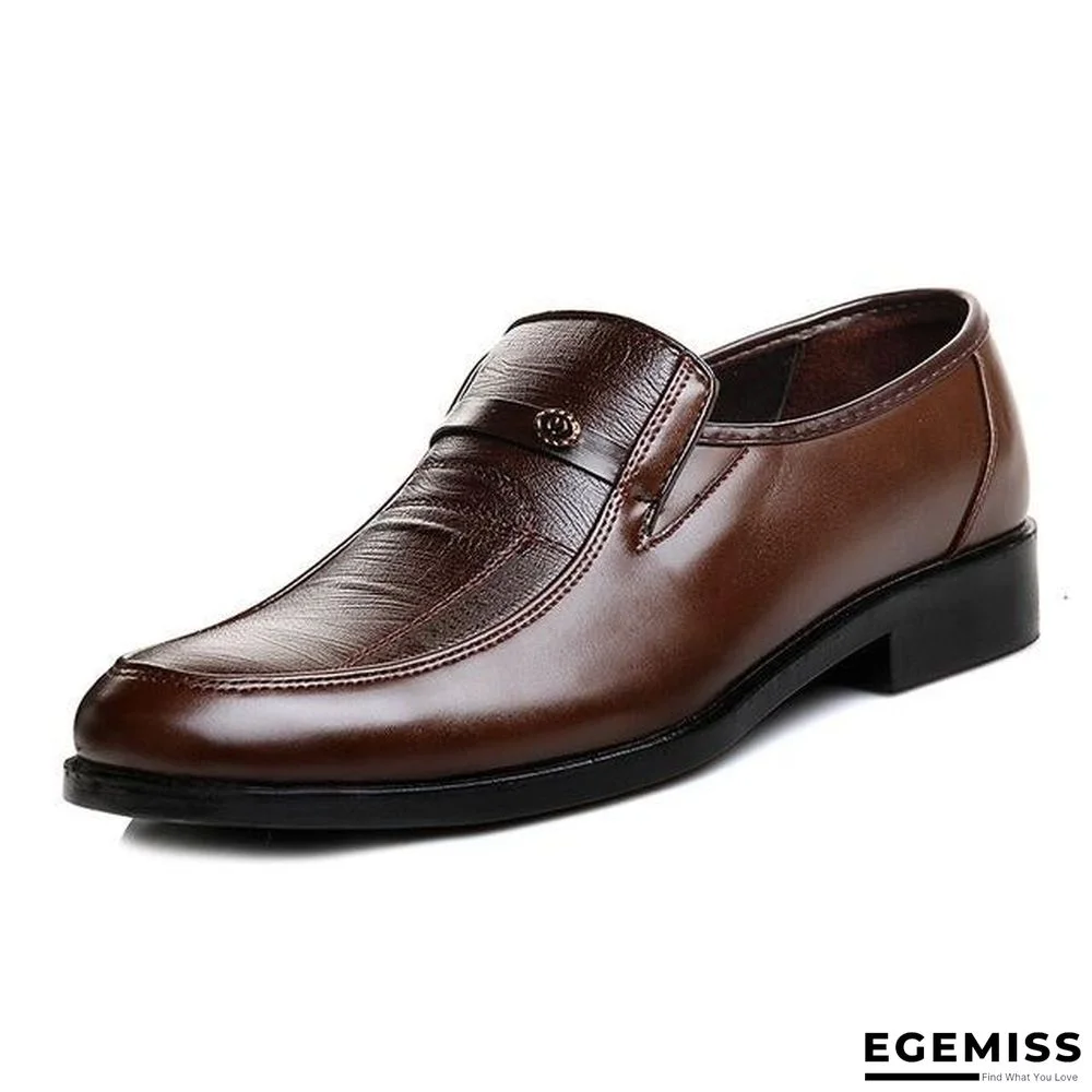 Men Leather Slip On Shoes Round Toe Footwear Office Work Shoes | EGEMISS