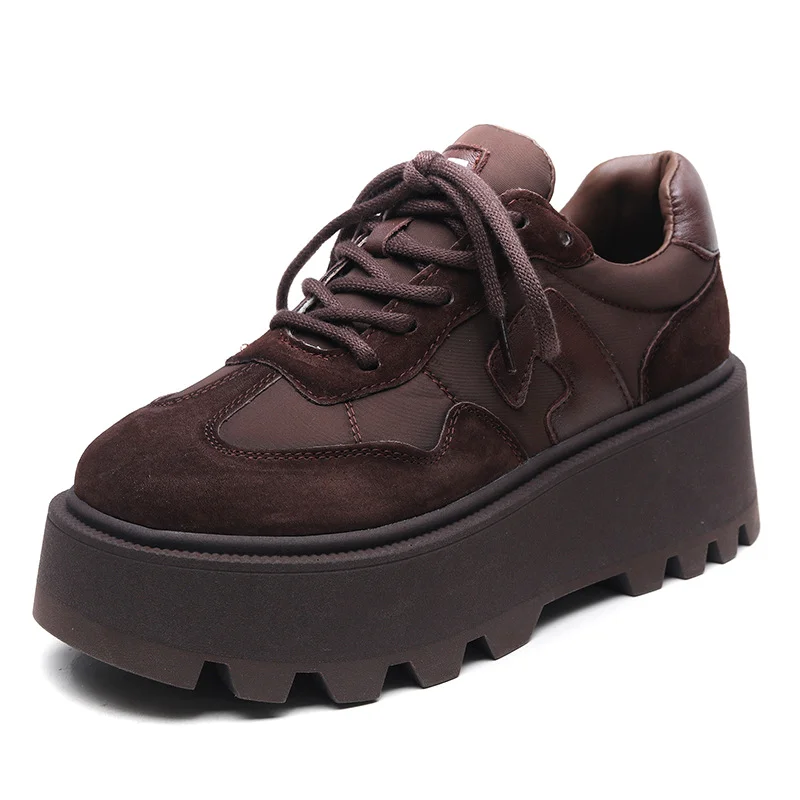 Yyvonne Retro Thick-Sedged Old Dad Shoes Autumn New Fashion Casual High-Board Shoes Women