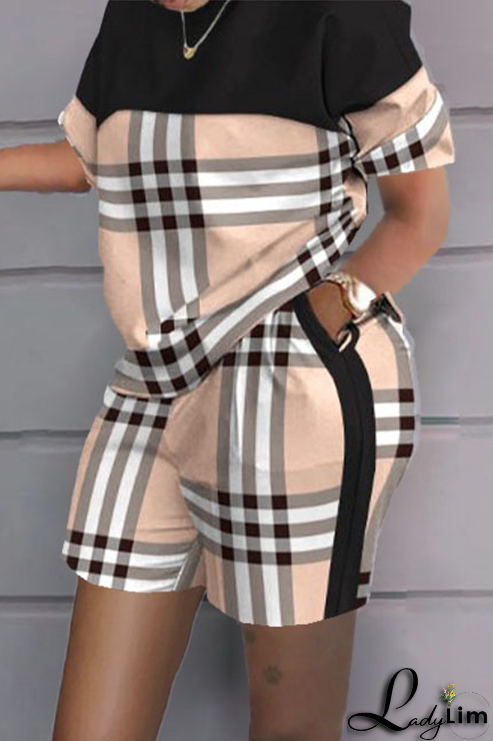 White Yellow Casual Print Patchwork O Neck Short Sleeve Two Pieces