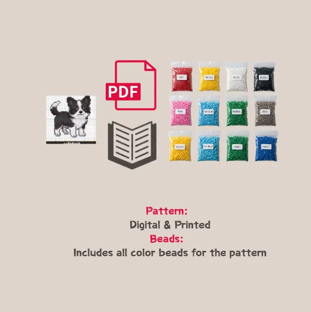 Border Collie Pattern Fuse Bead Kit  | Cute DIY Fuse 1223 Beads Set