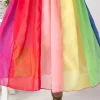 Kid baby Girls Dress New Long Sleeve Striped Mesh Gauze Party Dress