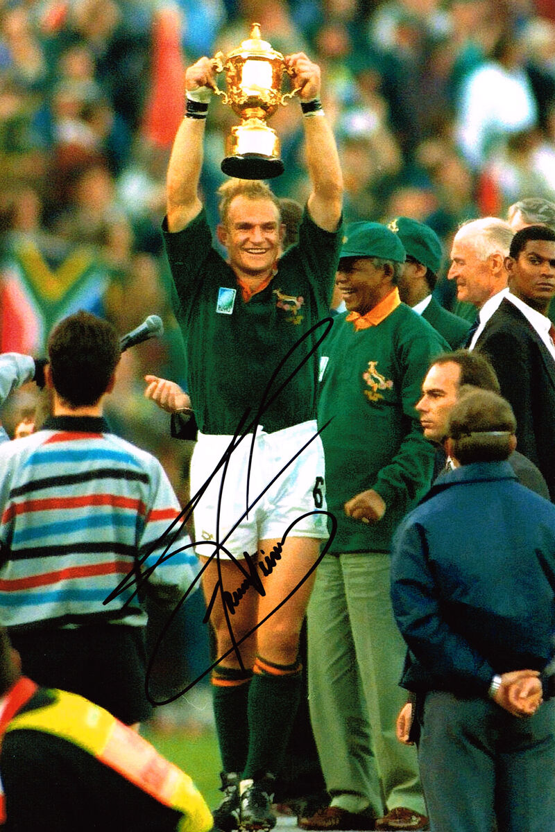 Francois PIENAAR Signed Autograph 12x8 Rugby Photo Poster painting AFTAL COA with Nelson Mandela