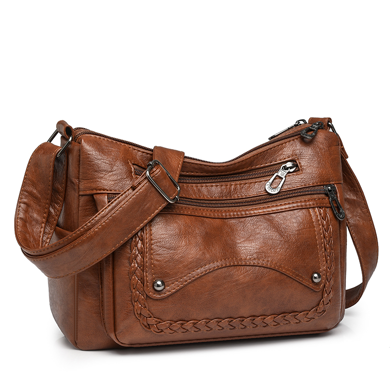 Soft leather casual women's bag, middle-aged women's mother's bag, 2025 new versatile single shoulder diagonal cross bag, multi- back to school