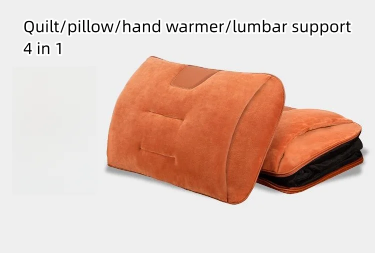 Four-in-one car pillow, quilt, hand warmer, and seat and waist support