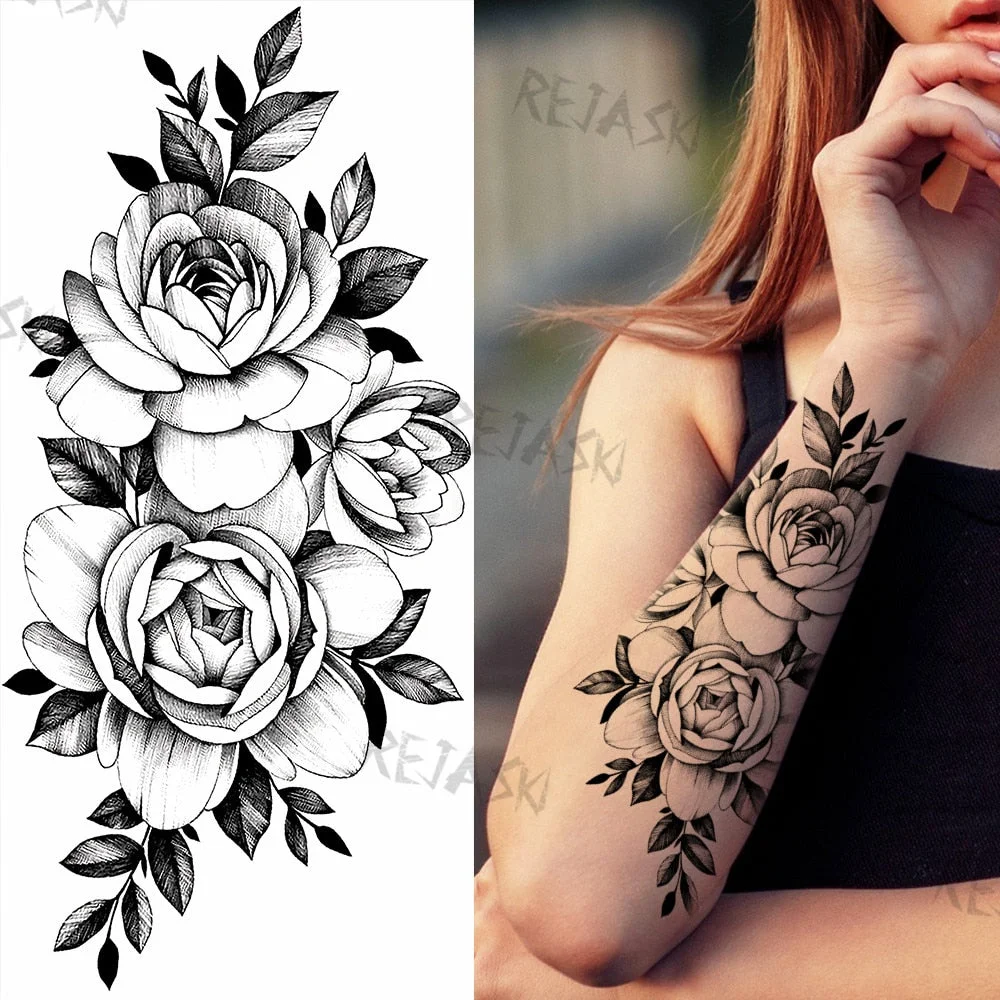 Purple Rose Jewelry Water Transfer Tattoo Stickers Women Body Chest Art Temporary Tattoo Girl Waist Bracelet Flash Tatoos Flower