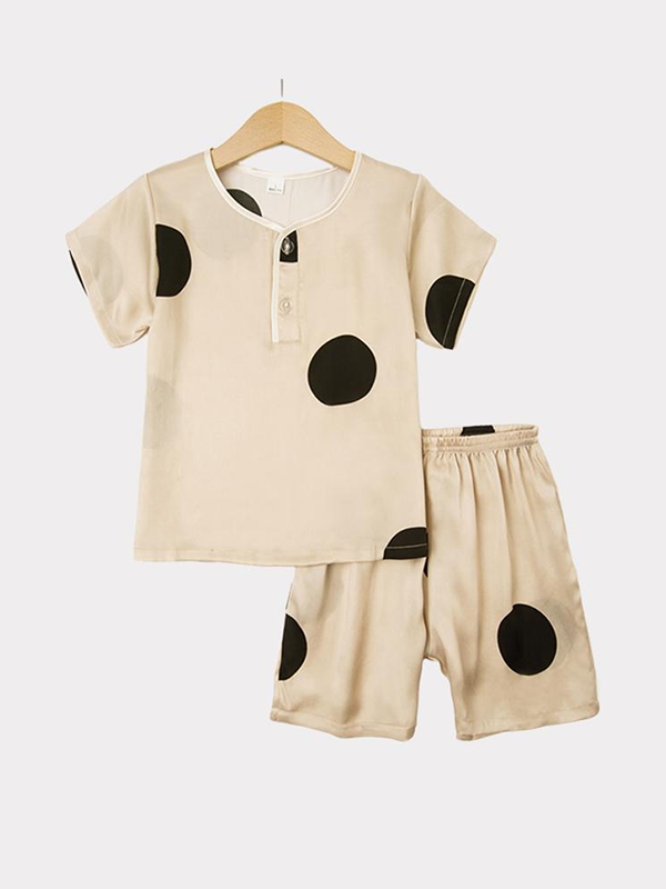 Cute Polka Dot Silk Pajamas For Kids