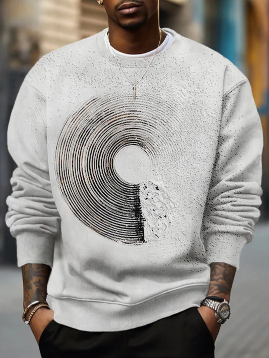 Men's Abstract Disappearance Records Art Print Casual Sweatshirt