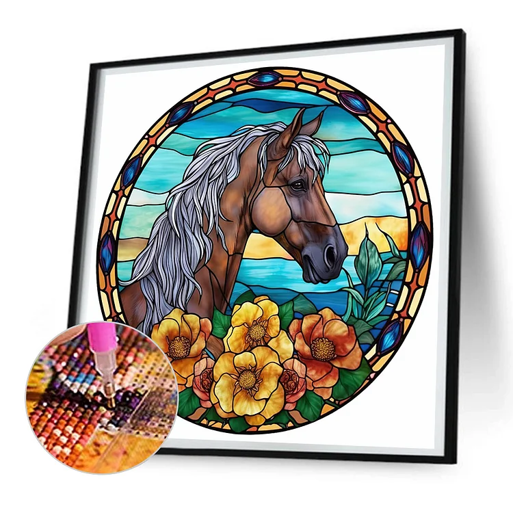  5D Diamond Painting Kits Seahorse Stained Glass DIY Diamond  Full Round Drill Diamond Art Painting for Adults with Accessories for Home  Wall Decor 30x40cm
