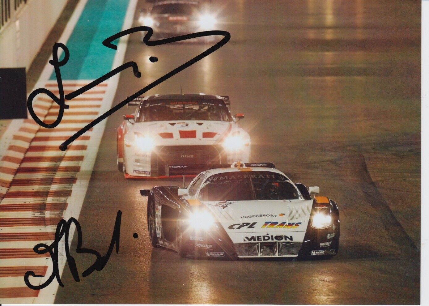 Francisco Longo and Matteo Bobbi Hand Signed 7x5 Photo Poster painting - FIA GT Championship 2.