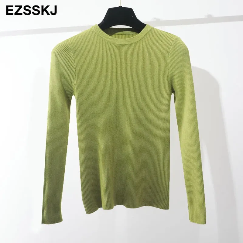 winter clothes Knitted woman sweaters Pullovers spring Autumn Basic women's jumper Slim women's sweater cheap pull long sleeve