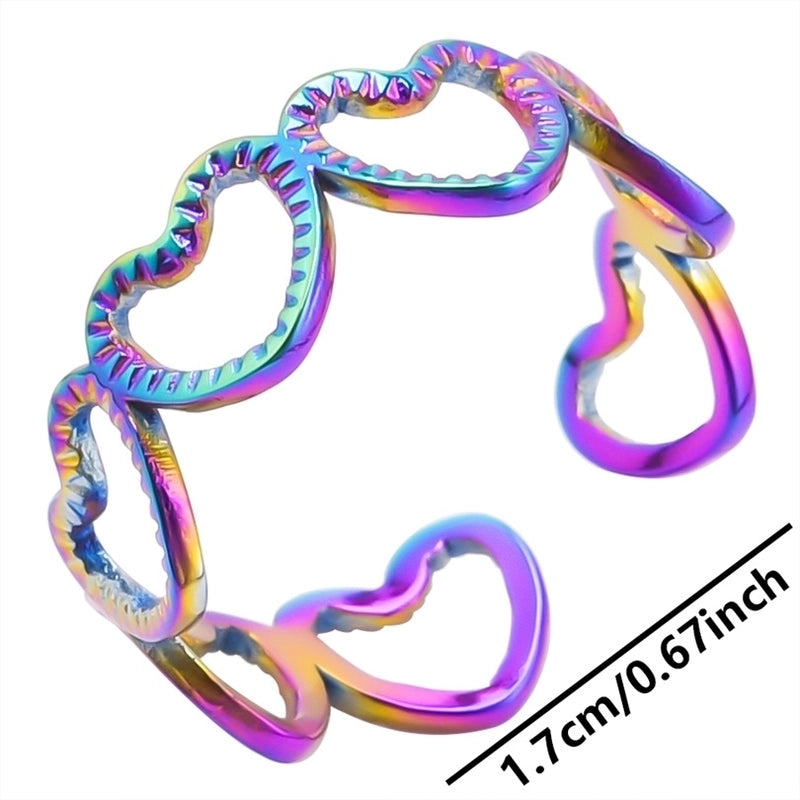 Minimalist Heart Shape 304 Stainless Steel 18K Gold Plated Plating Rings