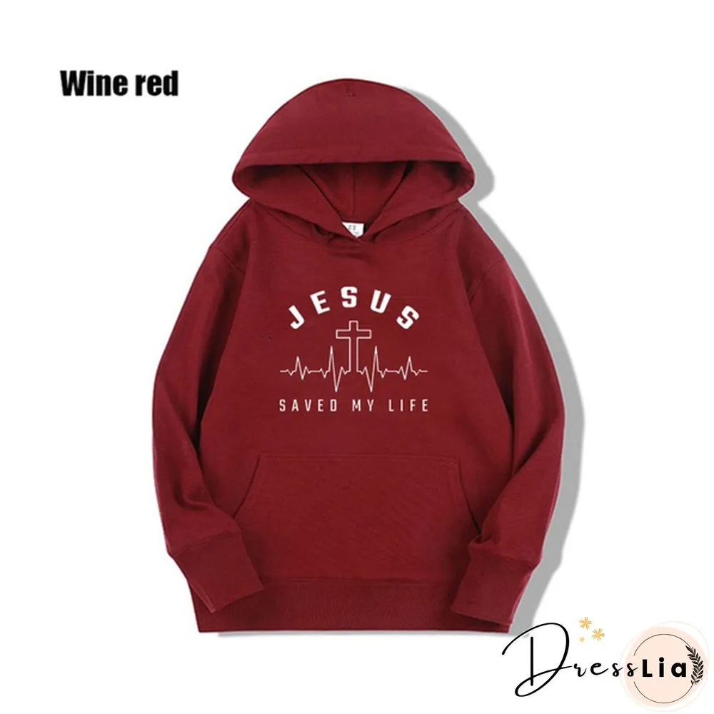 Funny Jesus Saved Life Hooded Coat Fashion Casual Hoodie Long Sleeve Sweatshirt Top