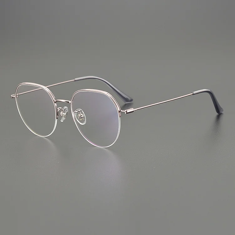 Handmade Pure Titanium Half Frame Glasses for Men Women Oval Optical Eyeglasses Myopia Blue Light Lens Prescription Spectacles
