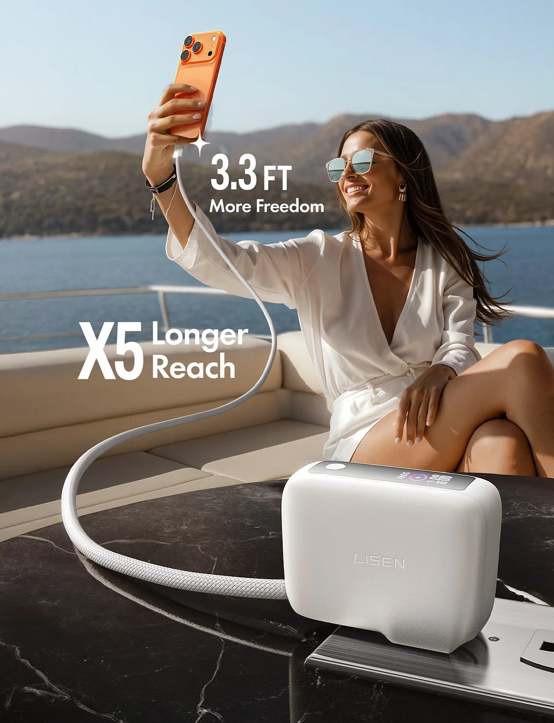 This 3-in-1 fast travel charger combines a 35W wall charger and a 27W power bank, and includes a built-in 3.3-foot USB-C cable and a foldable plug.