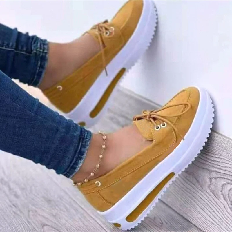 Woherb Shipping Platform Shoes Women Mother Loafers Solid Color Comfort Slip on Ladies Sneakers Tenis De Mujer Big Size 35~43