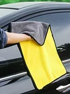 Car Wash Towel Absorbent Coral Fleece Towel for Home Cleaning Yellow+Grey