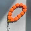 European and American high-grade rose red heart resin mobile phone lanyard ins style yellow smiley face anti-lost bracelet