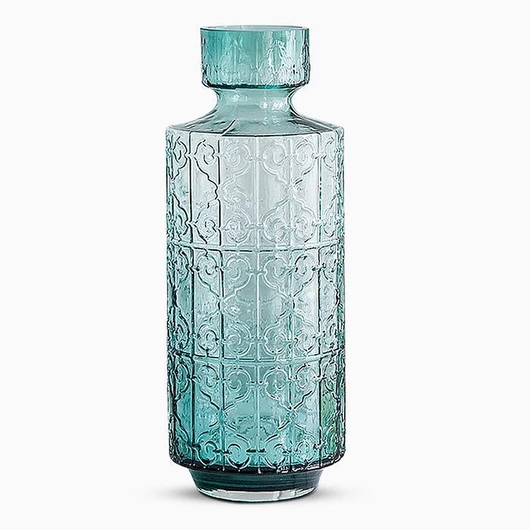 Retro Style Cylinder Blue Glass Flower Vases - Appledas