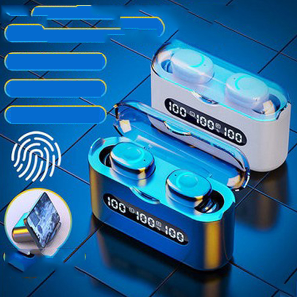 

Wireless Bluetooth Headset Mini High Sound Quality Strong Bass 5.2 Earplug, White double ear plus 2200 mah charging compartment bluetooth 5.2, 501 Original