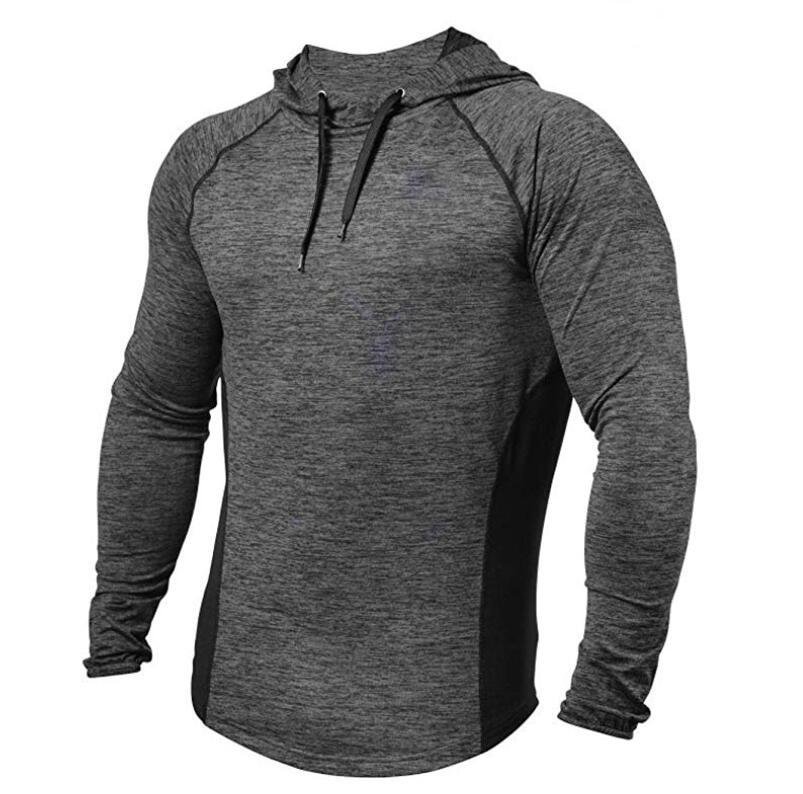 Men's solid color quick-drying fitness hoodie