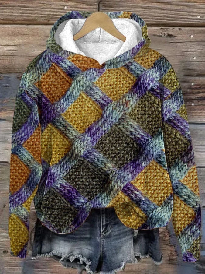 Women's Colorful Plaid Print Hoodie