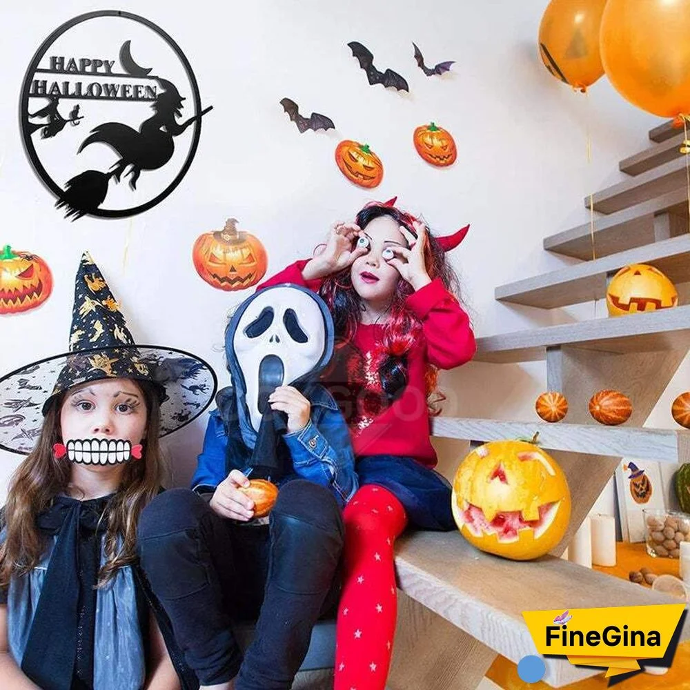 Moon Witch Metal Sign For Halloween Decoration