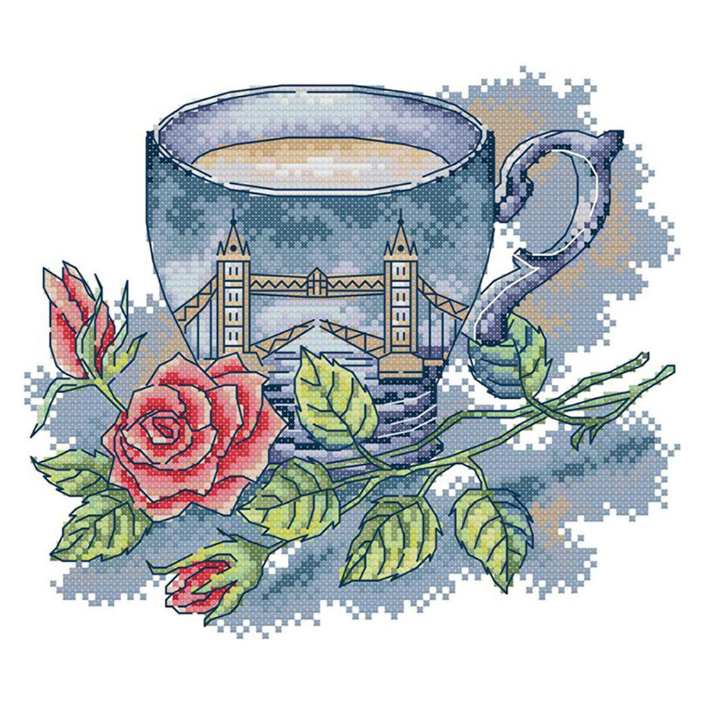 

British Teacup - 14CT Counted Cross Stitch - 26*21CM, 501 Original