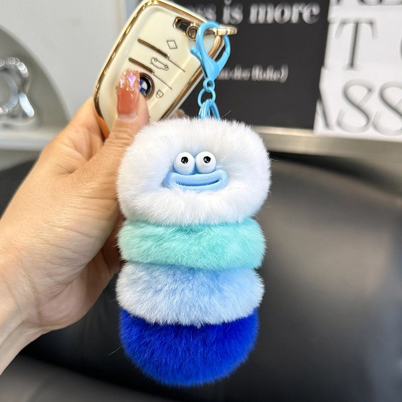 Cute Caterpillar Plush Unisex Bag Pendant Keychain