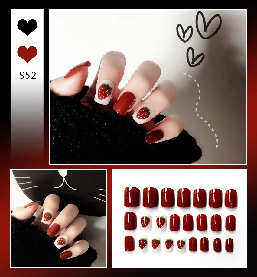 Nail Art Fake Nails Short Tips Press on With Glue Coffin Stick Clear False Display Designs Set Full Cover Artificial Square Kiss-Nail Inspo