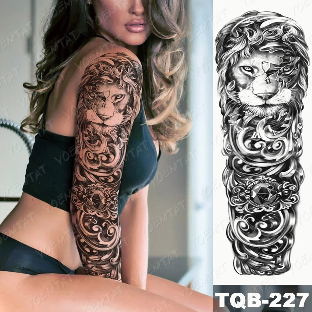 Large Arm Sleeve Tattoo Snake Medusa Waterproof Temporary Tatto Sticker Poseidon Shark Aquaman Trident Body Art Full Fake Tatoo