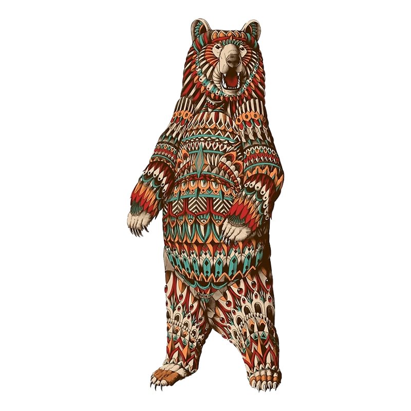 Jeffpuzzle™-JEFFPUZZLE™ Ornate Grizzly Bear Wooden Jigsaw Puzzle