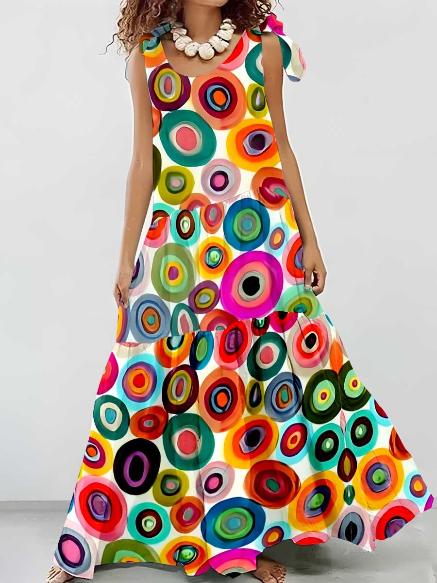 Women's Seaside Resort Style Art Splash  Pattern Print Dress