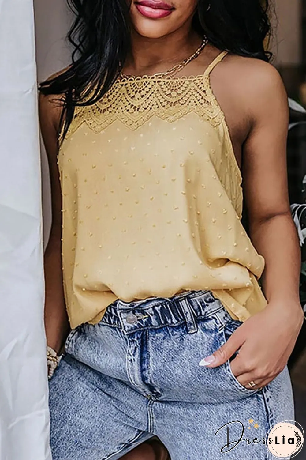 Fashion Casual Split Joint Spaghetti Strap Tops