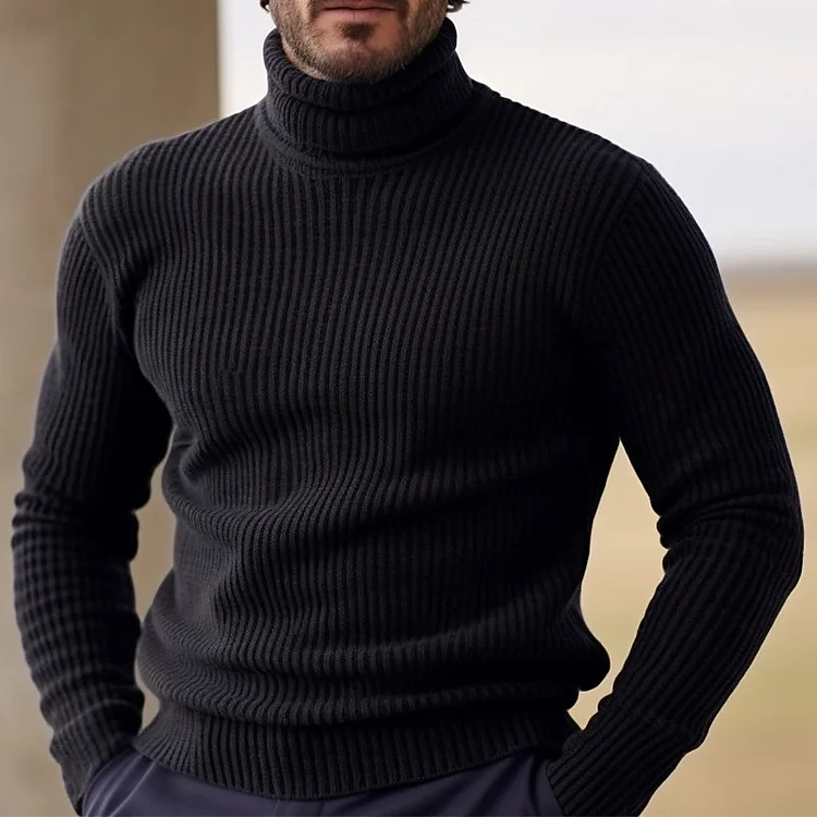 Daily Solid Turtleneck Long Sleeve Ribbed Knit Thermal Stretchy Sweater