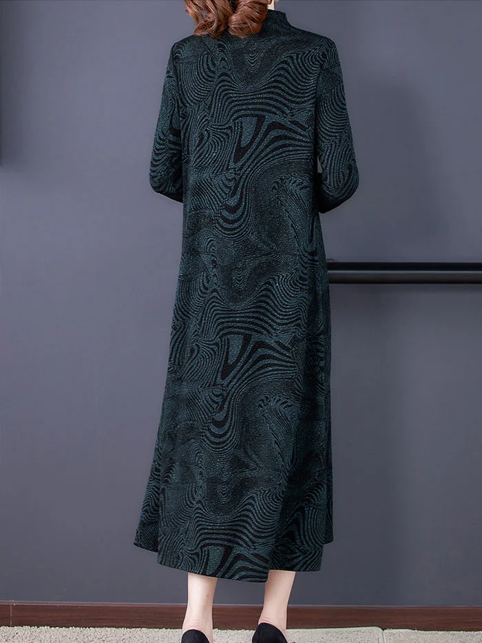 Fashionable and Elegant Knitted Long-sleeved Dress